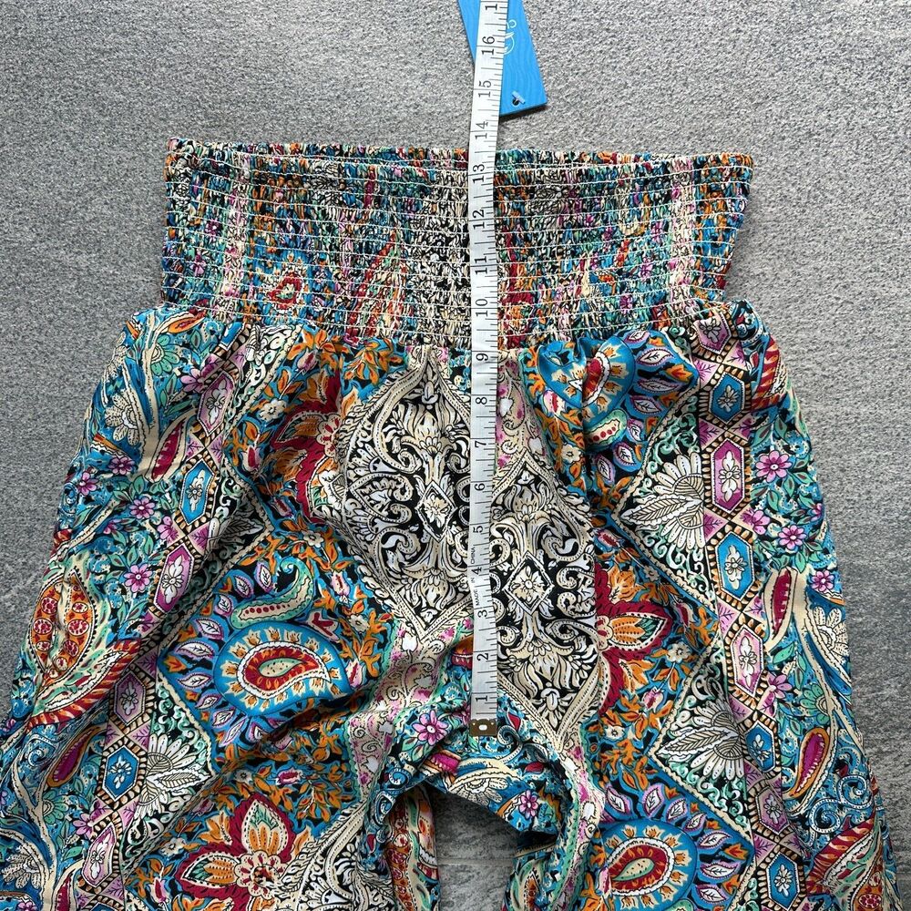 NWT Cupshe Multi-color Paisley Smocked Waist Tapered Leg Joggers Pockets M 6-8 - Picture 9 of 12